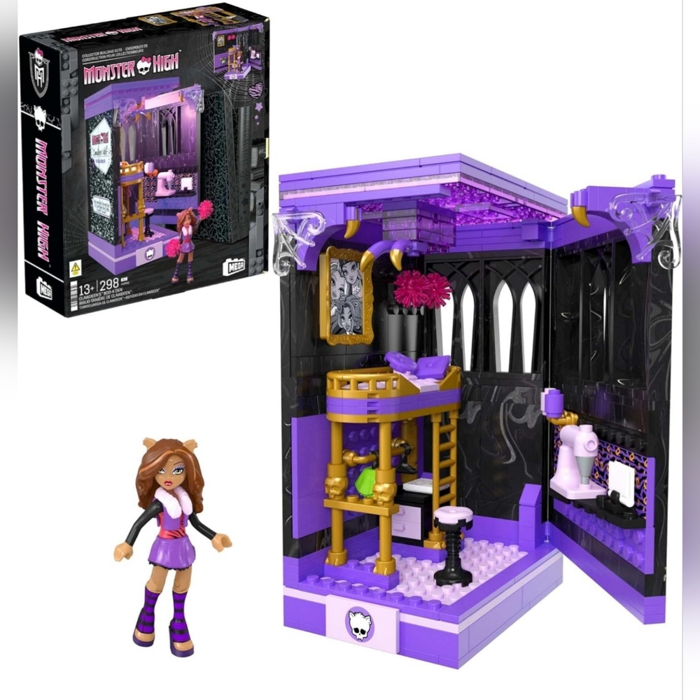 Mega Monster High Clawdeens Boo-K Den Building Set With 299 Pieces For Collector